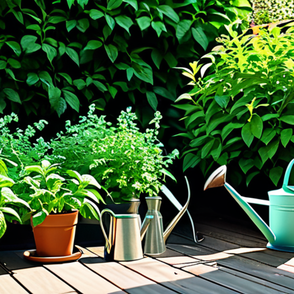Mint Garden Scene**

"A lush, vibrant mint garden overflowing with healthy plants of various mint varieties. Sunlight dappled through the leaves. Gardening tools (shears, watering can) resting nearby. Safe for work, appropriate content, family-friendly, professional photography, high quality, perfect anatomy (of plants), correct proportions, natural setting."

**